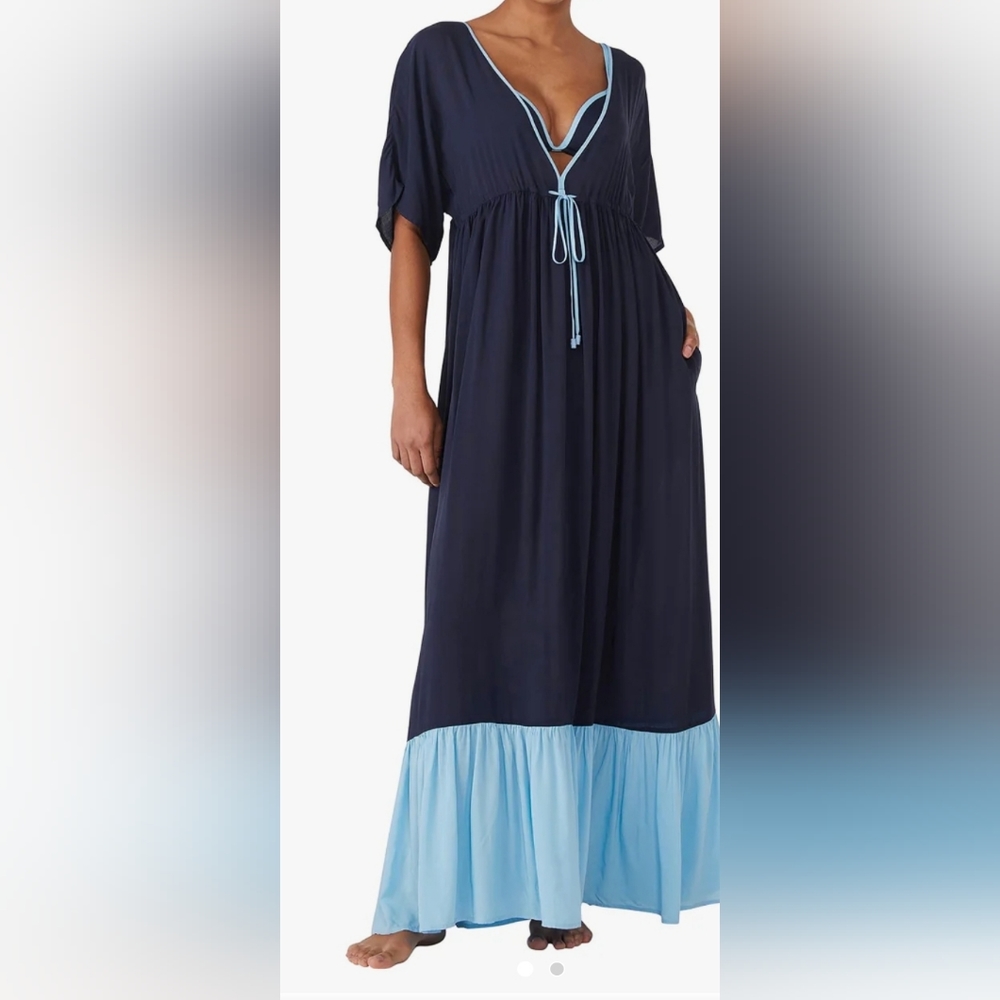 Kate Spade‎ New YorkWomen's Contrast Solid Midi Tiered Cover Up Dress sz Med NWT